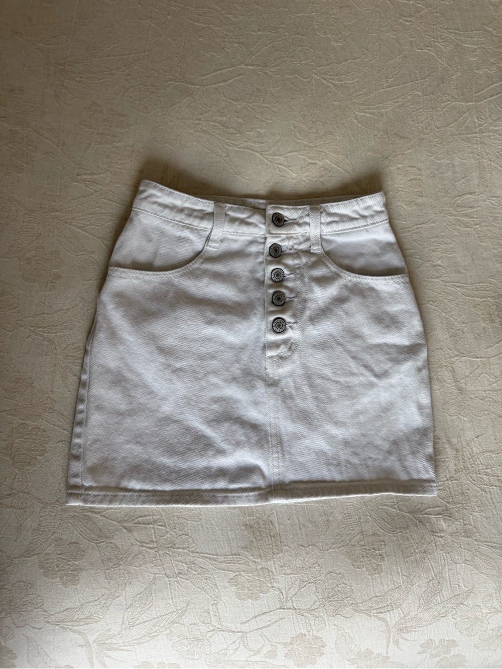 John Galt White Denim Skirt